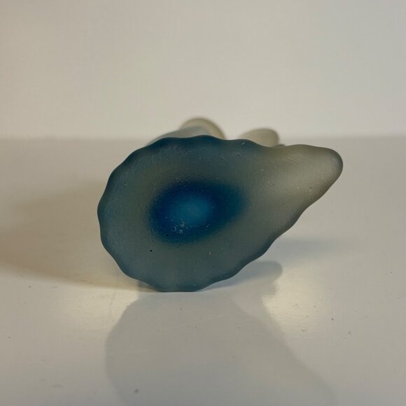 Satin Glass Praying Angel Figurine Statue Frosted Clear & Blue Vintage 5.5in - Picture 7 of 7